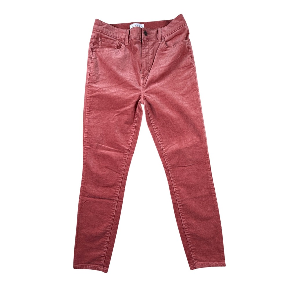 Loft High Waist Skinny Corduroy Pants Pink‎ Petite 6/28 Slim Fine Wale Cords
